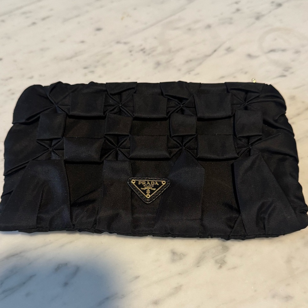 Prada Black Woven Satin Bag